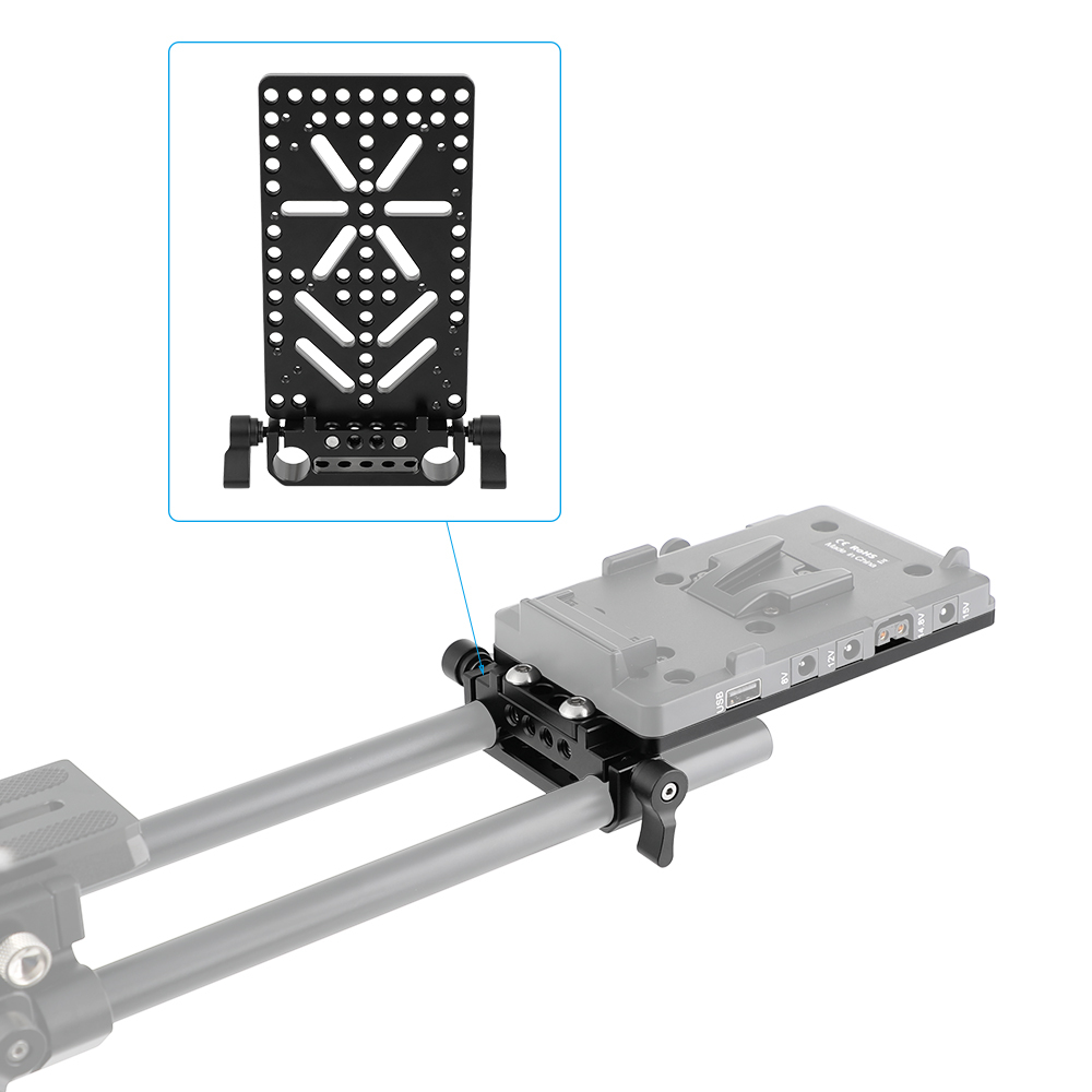 CAMVATE Cheese Plate Battery Backboard With 15mm Rail Block Rod Clamp For V Lock Power Supply Plate Power Distributor Adapter