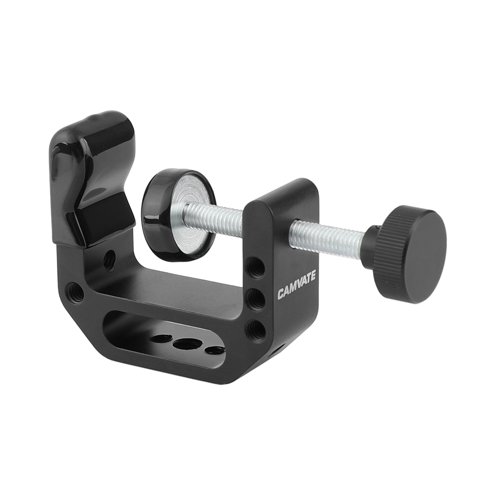 CAMVATE Universal C-Clamp Aluminum Support Clamp Desktop Mount Holder Stand with 1/4inch-20 & 3/8inch -16 Metal Female Socket
