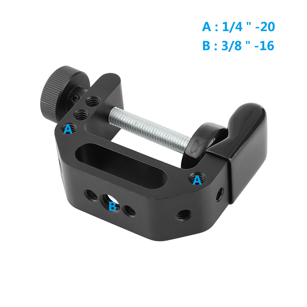 CAMVATE Universal C-Clamp Aluminum Support Clamp Desktop Mount Holder Stand with 1/4inch-20 & 3/8inch -16 Metal Female Socket