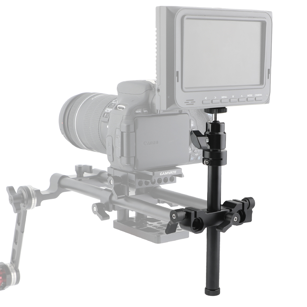 CAMVATE Adjustable Support Holder Ball Head With 1/4" Male Thread Mount + 15mm Aluminum Rod & Rail Block
