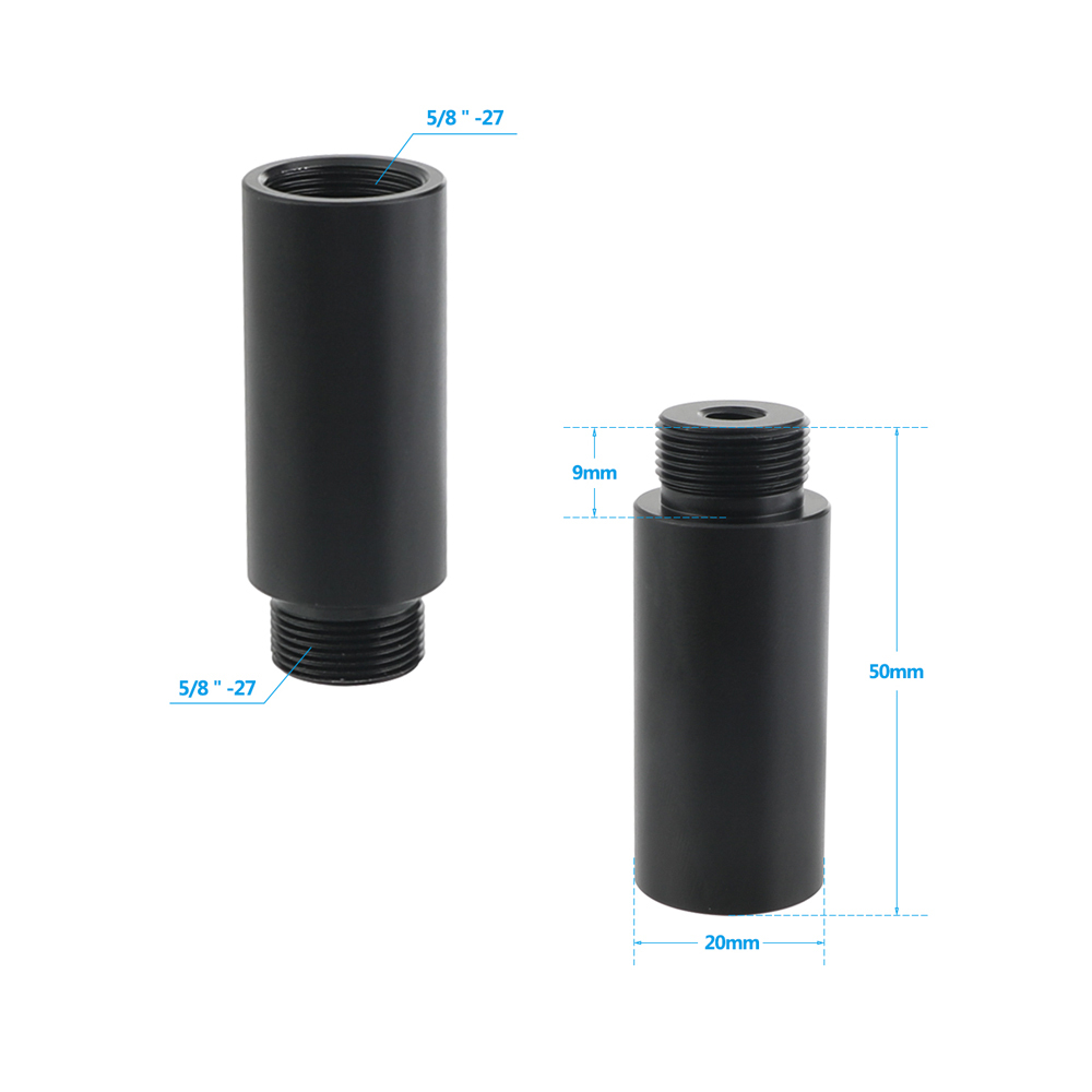 CAMVATE 2" Aluminum Micro Rod With 5/8"-27 Female To 5/8"-27 Male Thread + Assorted Thread Screw Adapters For Microphone Mount