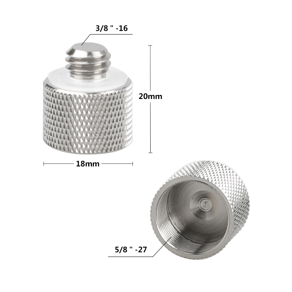 CAMVATE 2" Aluminum Micro Rod With 5/8"-27 Female To 5/8"-27 Male Thread + Assorted Thread Screw Adapters For Microphone Mount