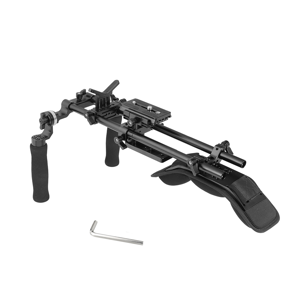CAMVATE Shoulder Support Rig With Manfrotto QR Baseplate & Dual Rosette Handgrip (Sponge-covered) For DSLR Camera / Camcorder