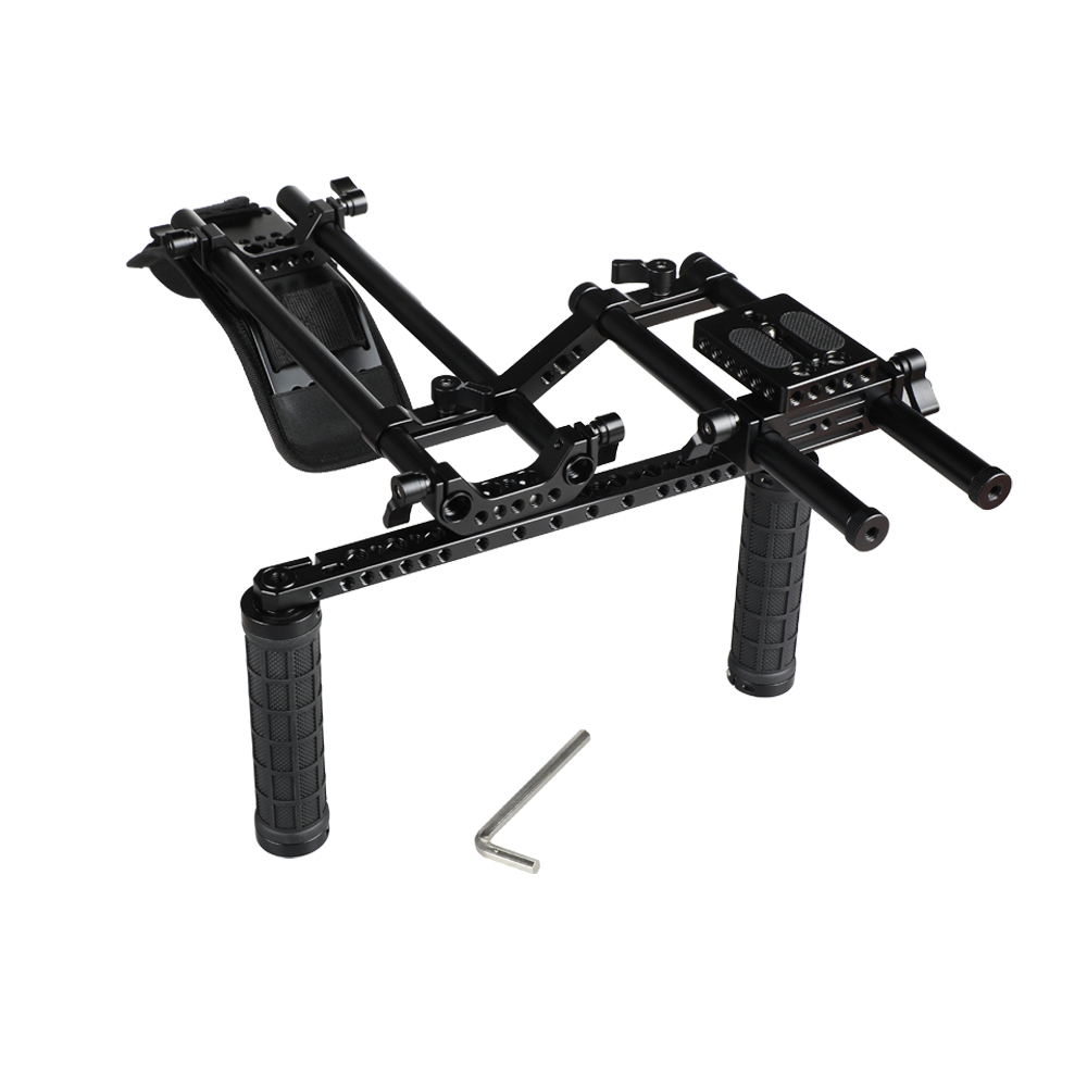 CAMVATE Handheld Shoulder Support Rig With Dual Rubber Handgrip & 1/4" Mounting Stud For DSLR Cameras