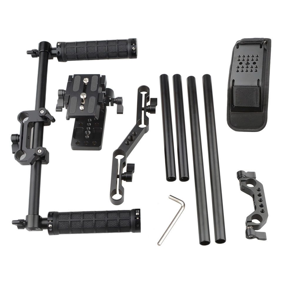 CAMVATE Shoulder Mount Rig With Manfrotto QR Plate & Double 15mm Rail Rod System For DSLR Camera / DV Camcorder