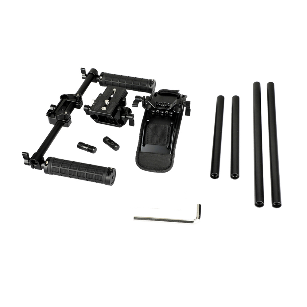 CAMVATE Dual Rubber Grip Handheld Shoulder Mount Rig