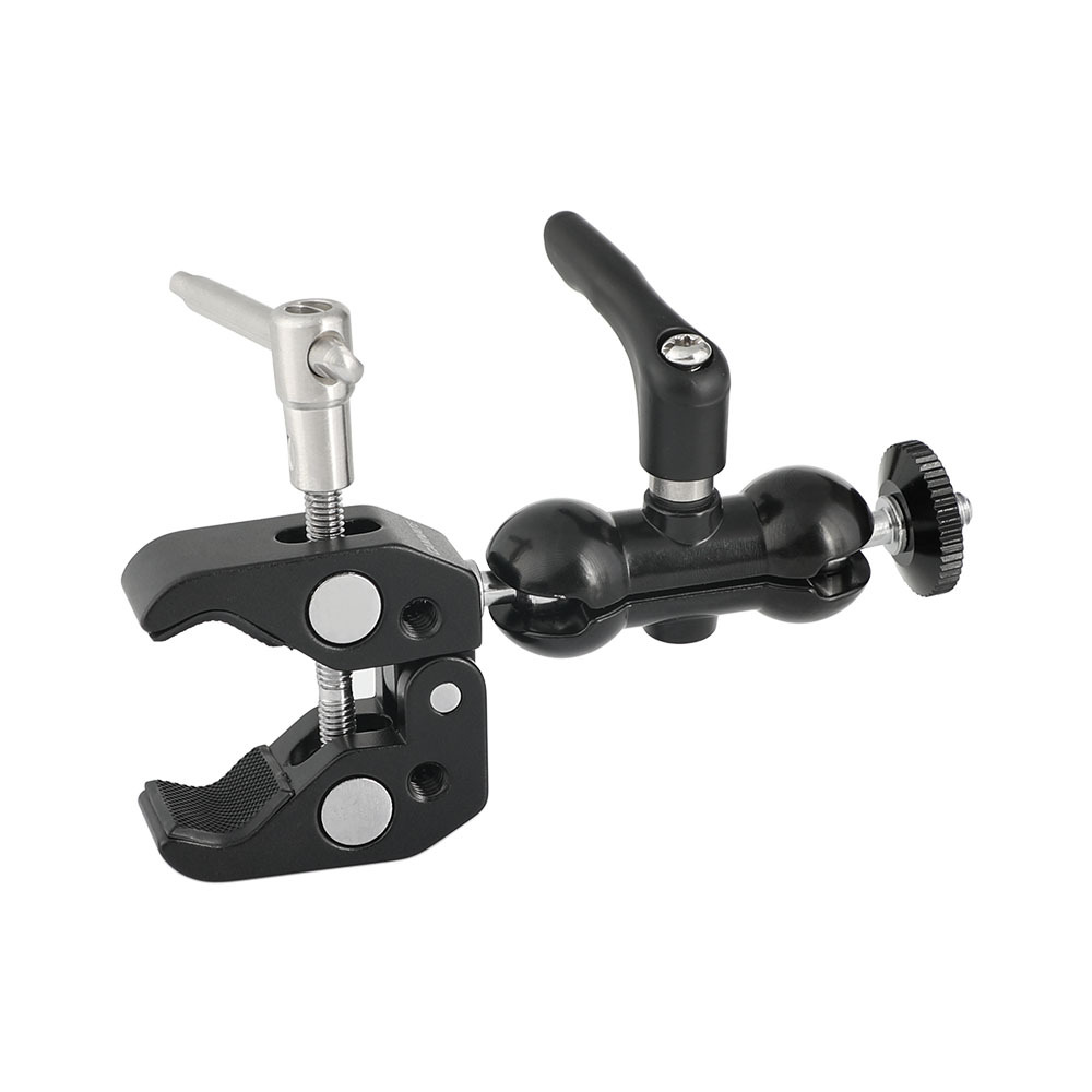 CAMVATE Upgraded Ball Head Mount 1/4" Threads With Super Robust Central Lock Knob + Super Crab Gripper Clamp Universal Use
