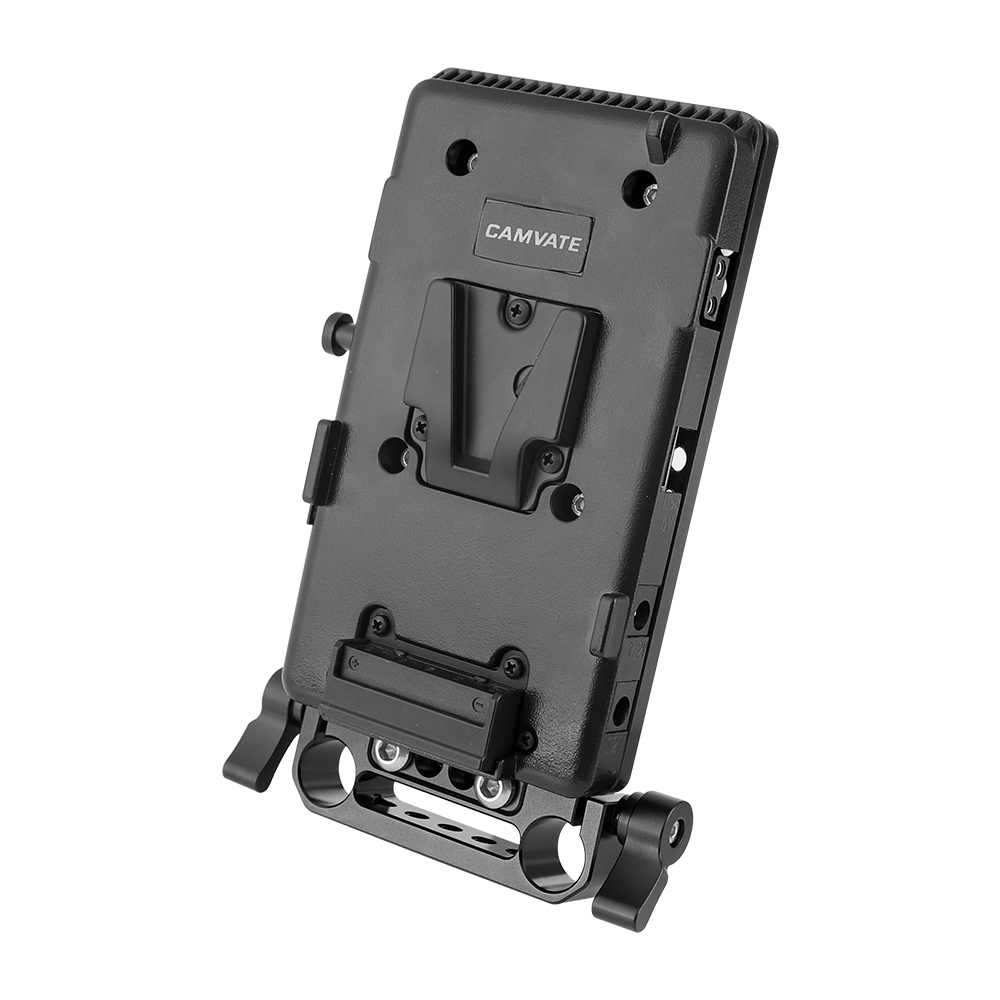 CAMVATE V Lock Mounting Plate Power Splitter Adapter with Battery Backboard Cheese Plate & 15mm Rod Clamp