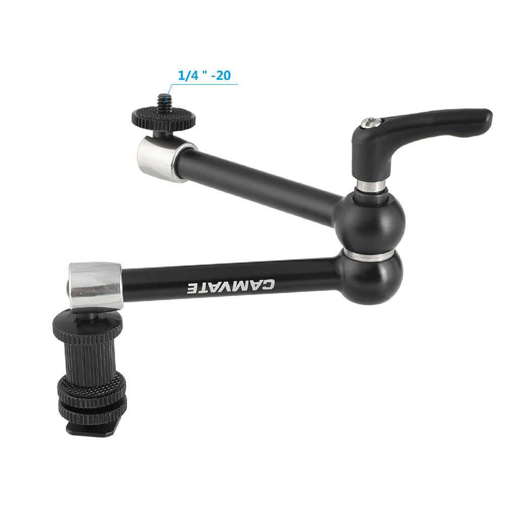 CAMVATE 11" Articulating Magic Arm With 1/4" Ball Heads & Strengthened Central Lock Knob + Shoe Mount Adapter (Upgraded Version)