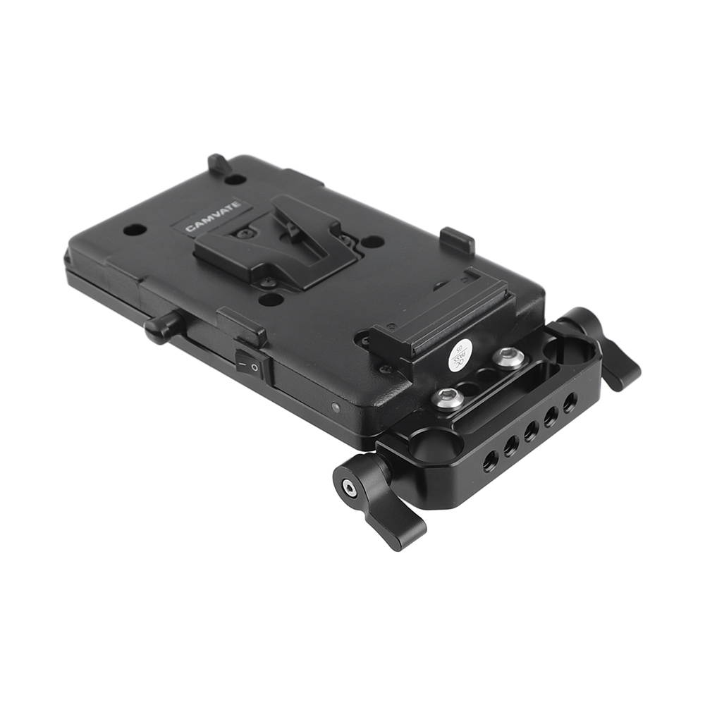 CAMVATE V Lock Mounting Plate Power Splitter Adapter with Battery Backboard Cheese Plate & 15mm Rod Clamp