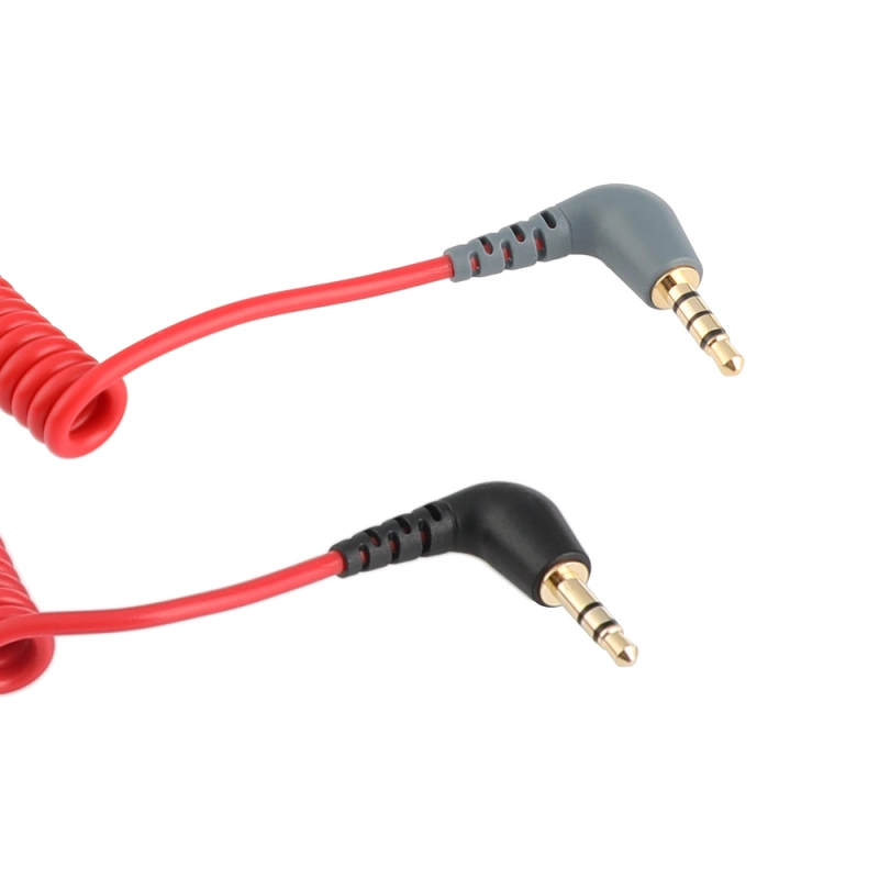 CAMVATE 3.5mm Right-Angle TRS To 3.5mm Right-Angle TRRS Coiled Cable For Smartphone