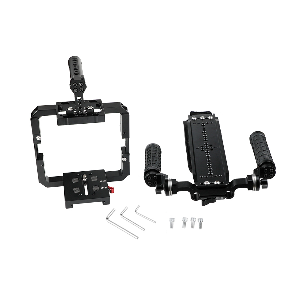 CAMVATE Pro Shoulder Mount Support Rig With ARRI Dovetail Sled Plate & Full Frame Cage Kit For RED DSMC2 Cameras