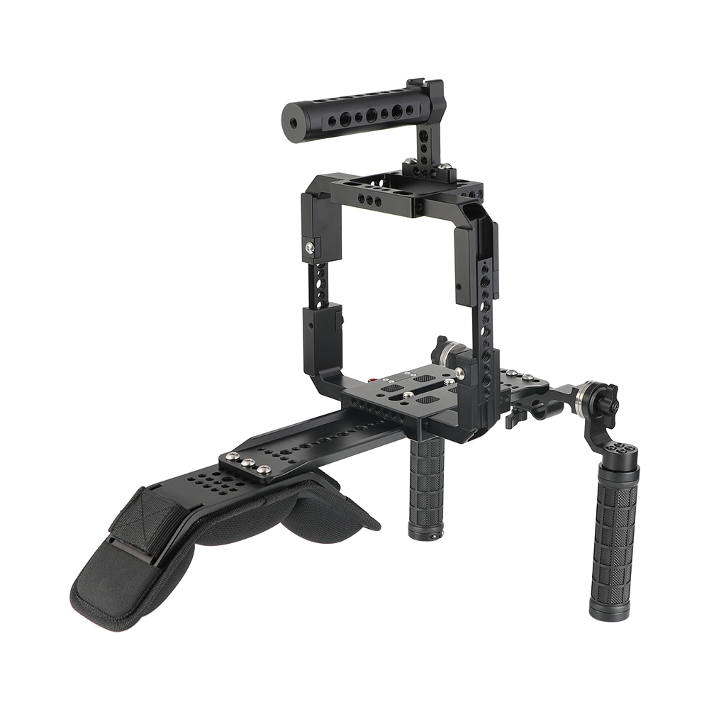 CAMVATE Pro Shoulder Mount Support Rig With ARRI Dovetail Sled Plate & Full Frame Cage Kit For RED DSMC2 Cameras