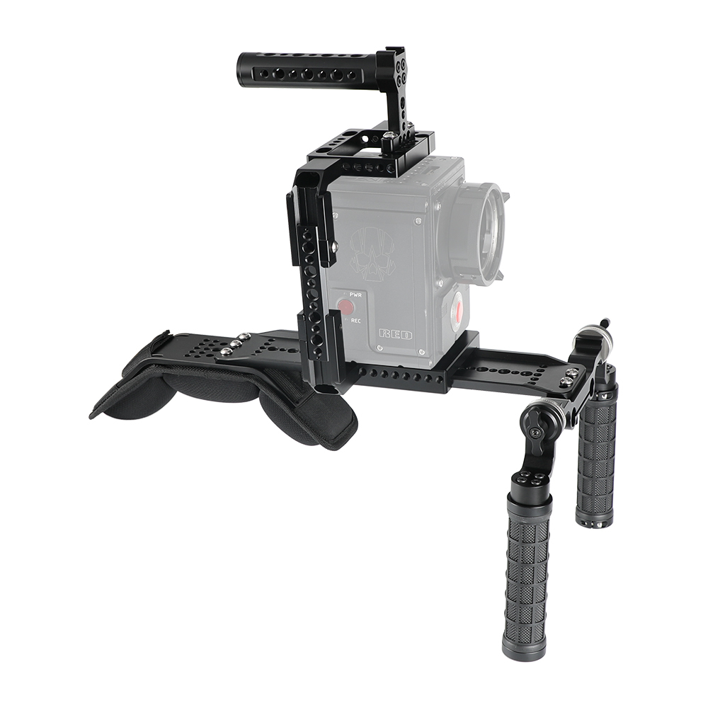 CAMVATE Pro Shoulder Mount Support Rig With ARRI Dovetail Sled Plate & Full Frame Cage Kit For RED DSMC2 Cameras