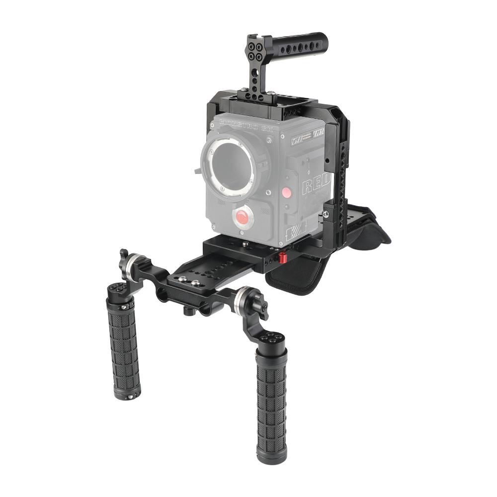 CAMVATE Pro Shoulder Mount Support Rig With ARRI Dovetail Sled Plate & Full Frame Cage Kit For RED DSMC2 Cameras