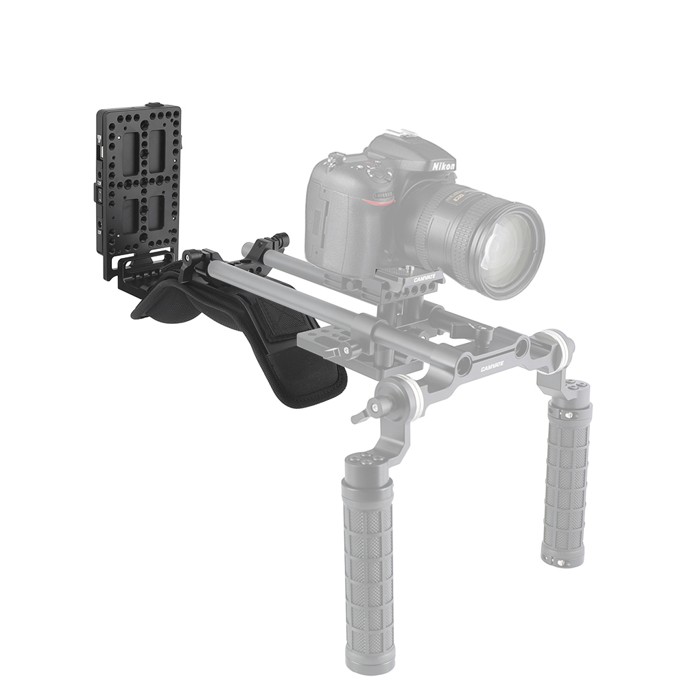 CAMVATE Padded Shoulder Mount With Frontward V Lock Mount Power Distributor Adapter & 15mm Railblock