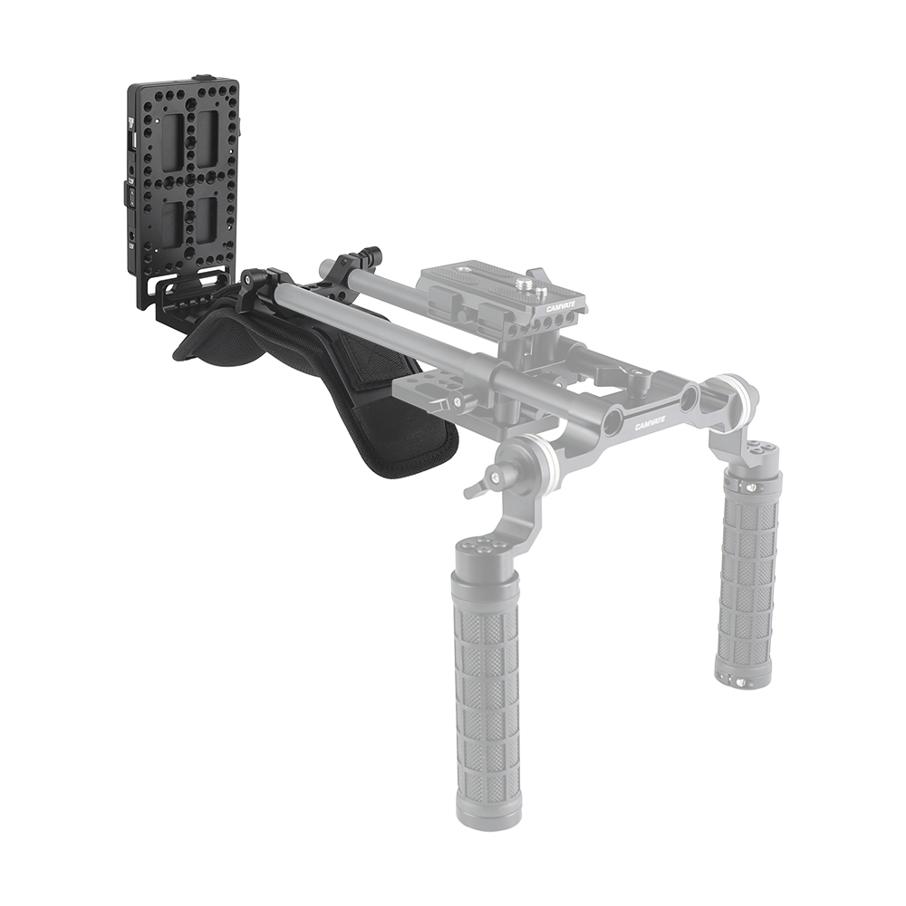 CAMVATE Padded Shoulder Mount With Frontward V Lock Mount Power Distributor Adapter & 15mm Railblock