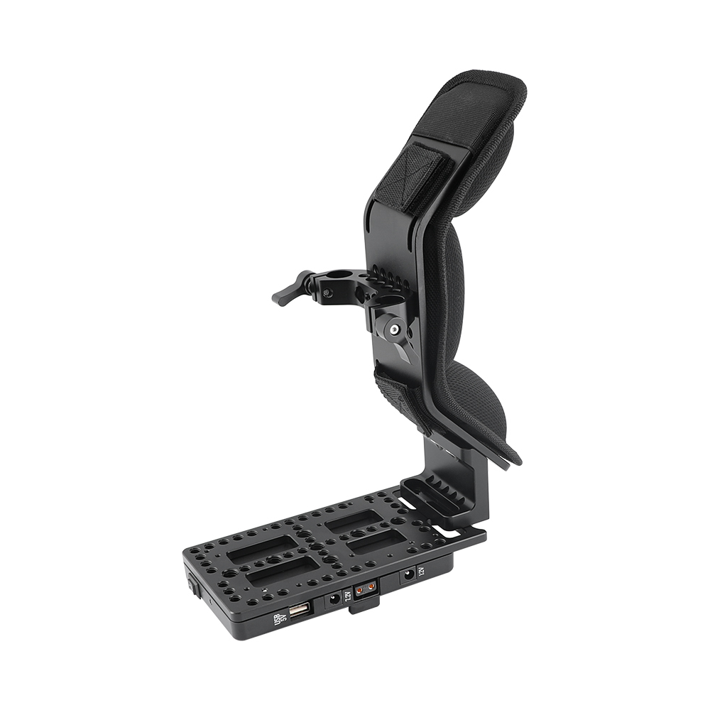CAMVATE Padded Shoulder Mount With Frontward V Lock Mount Power Distributor Adapter & 15mm Railblock