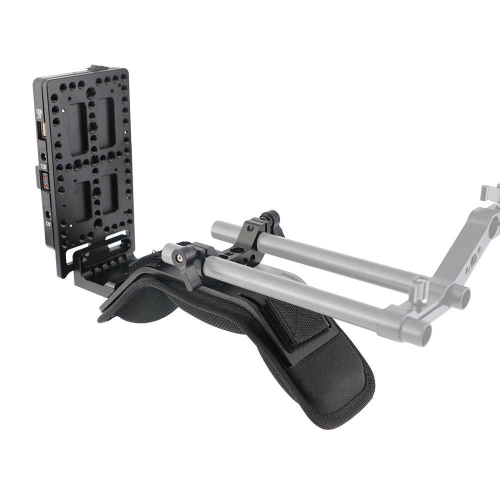 CAMVATE Padded Shoulder Mount With Frontward V Lock Mount Power Distributor Adapter & 15mm Railblock