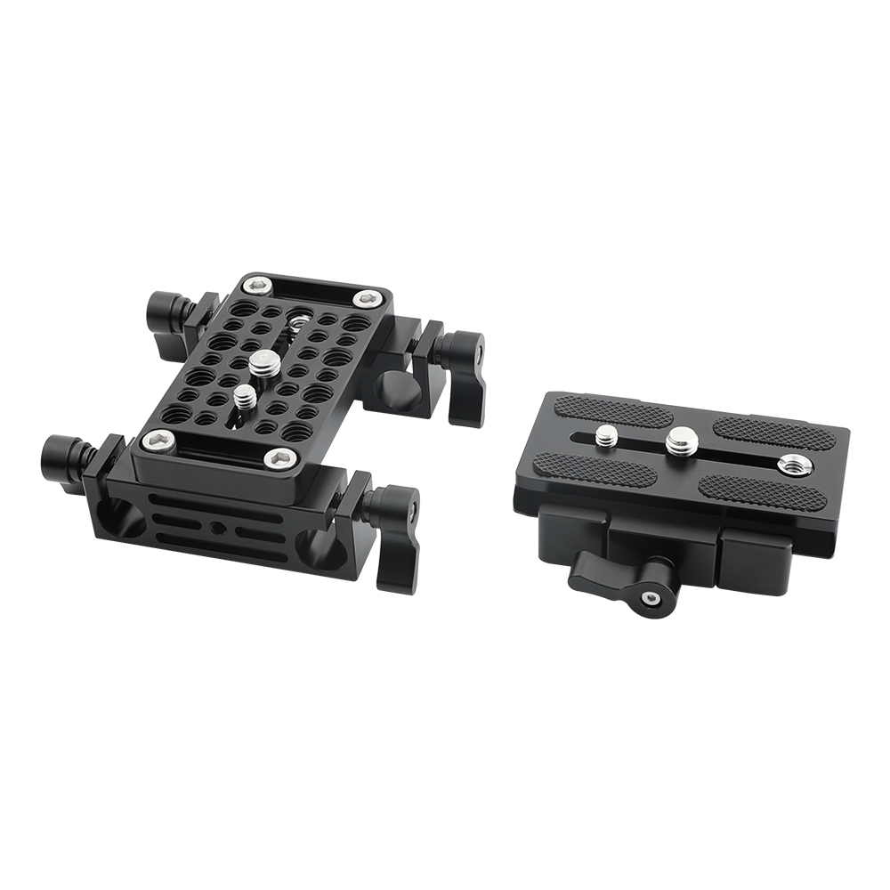 CAMVATE Manfrotto Quick Release Plate With Double 15mm LWS Rod Holder For DSLR Camera Cage Rod Support System