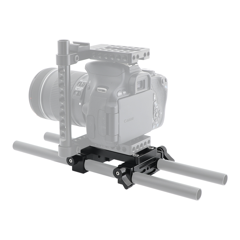 CAMVATE Bottom Cheese Plate With Double 15mm LWS Rod Holder For DSLR Camera Cage Rig Rod Support Setup