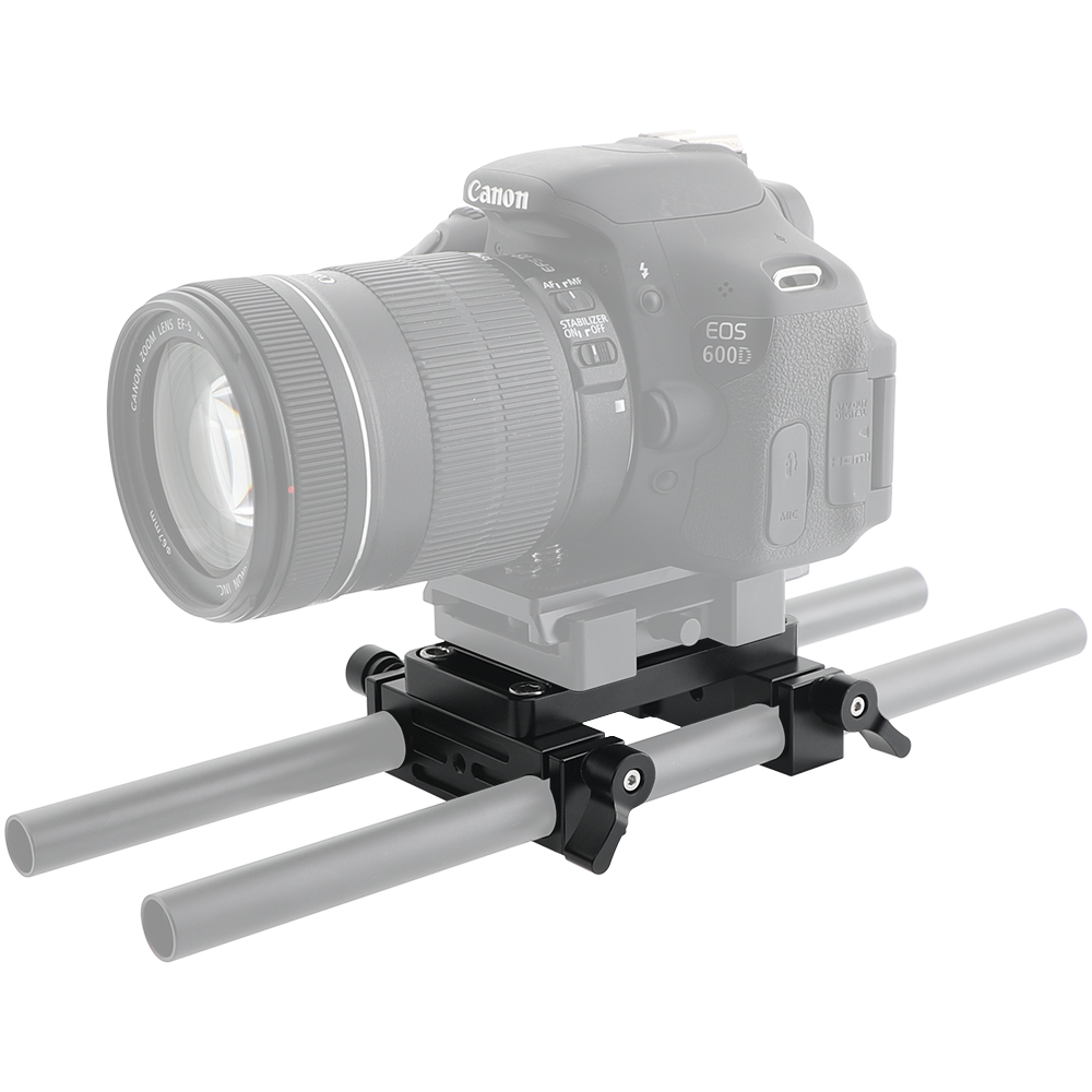 CAMVATE Bottom Cheese Plate With Double 15mm LWS Rod Holder For DSLR Camera Cage Rig Rod Support Setup