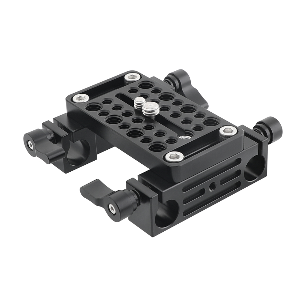 CAMVATE Bottom Cheese Plate With Double 15mm LWS Rod Holder For DSLR Camera Cage Rig Rod Support Setup