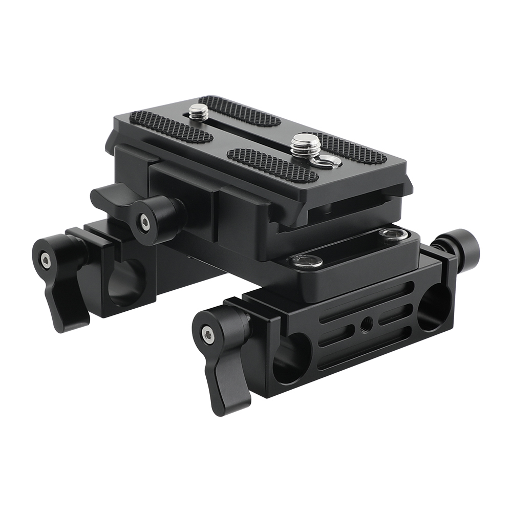 CAMVATE Manfrotto Quick Release Plate With Double 15mm LWS Rod Holder For DSLR Camera Cage Rod Support System