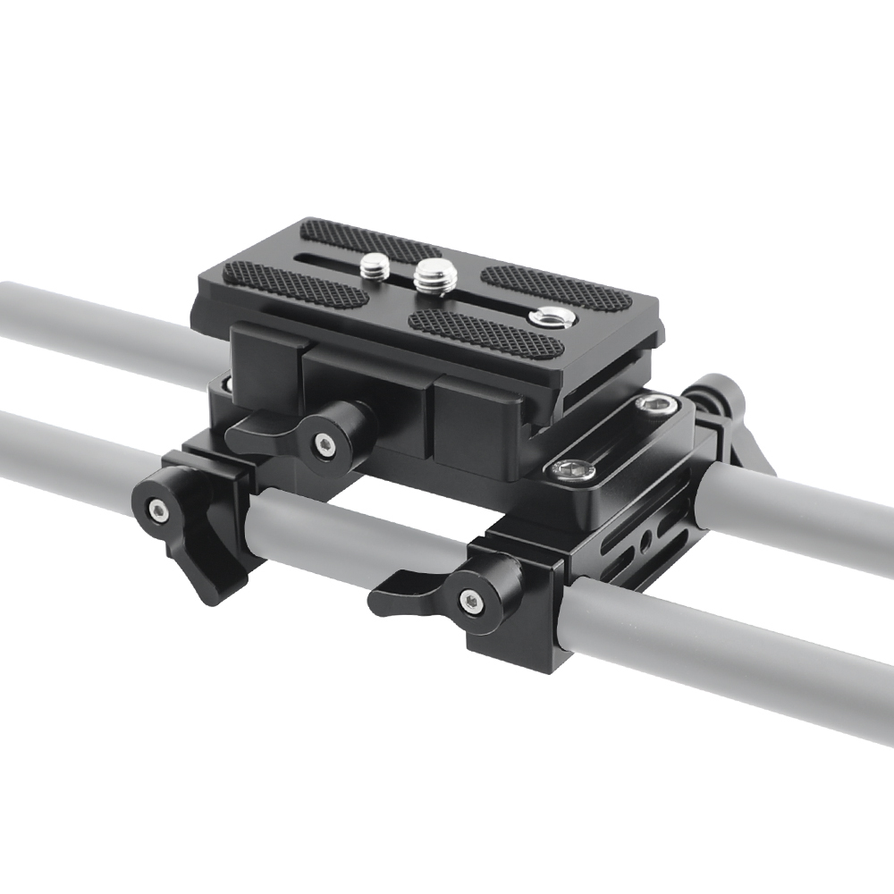 CAMVATE Manfrotto Quick Release Plate With Double 15mm LWS Rod Holder For DSLR Camera Cage Rod Support System