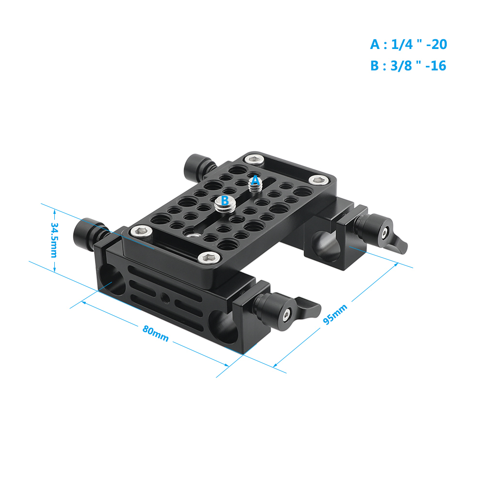 CAMVATE Bottom Cheese Plate With Double 15mm LWS Rod Holder For DSLR Camera Cage Rig Rod Support Setup