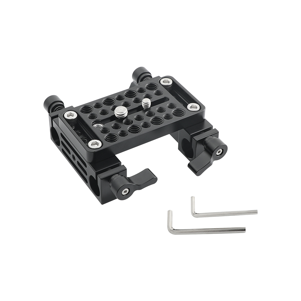 CAMVATE Bottom Cheese Plate With Double 15mm LWS Rod Holder For DSLR Camera Cage Rig Rod Support Setup