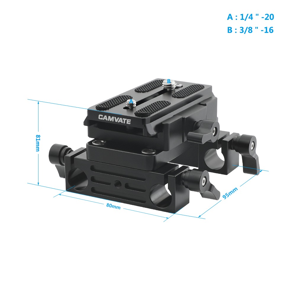 CAMVATE Manfrotto Quick Release Plate With Double 15mm LWS Rod Holder For DSLR Camera Cage Rod Support System