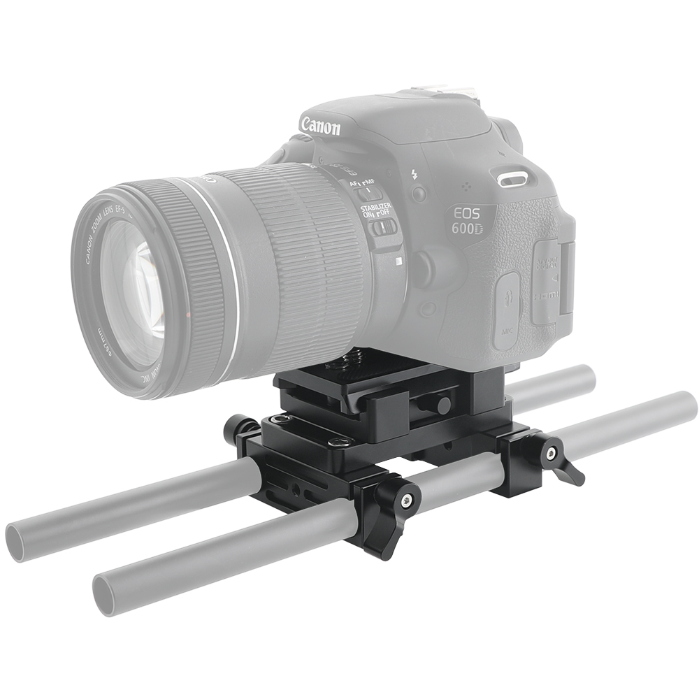 CAMVATE Manfrotto Quick Release Plate With Double 15mm LWS Rod Holder For DSLR Camera Cage Rod Support System
