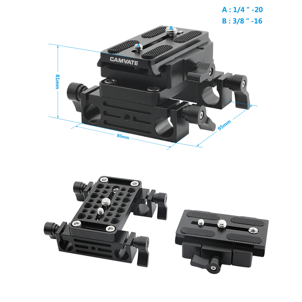 CAMVATE Pro Shoulder Mount Rig With Manfrotto Baseplate & Rosette Cheese Handgrip & V Lock Mount Power Distributor Adapter & Lens Support