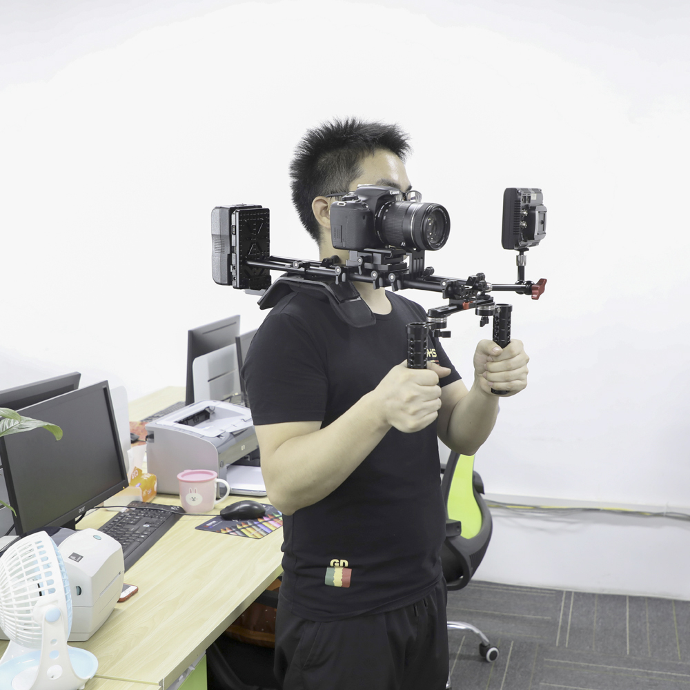 CAMVATE Pro Shoulder Mount Rig With Manfrotto Baseplate & Rosette Cheese Handgrip & V Lock Mount Power Distributor Adapter & Lens Support