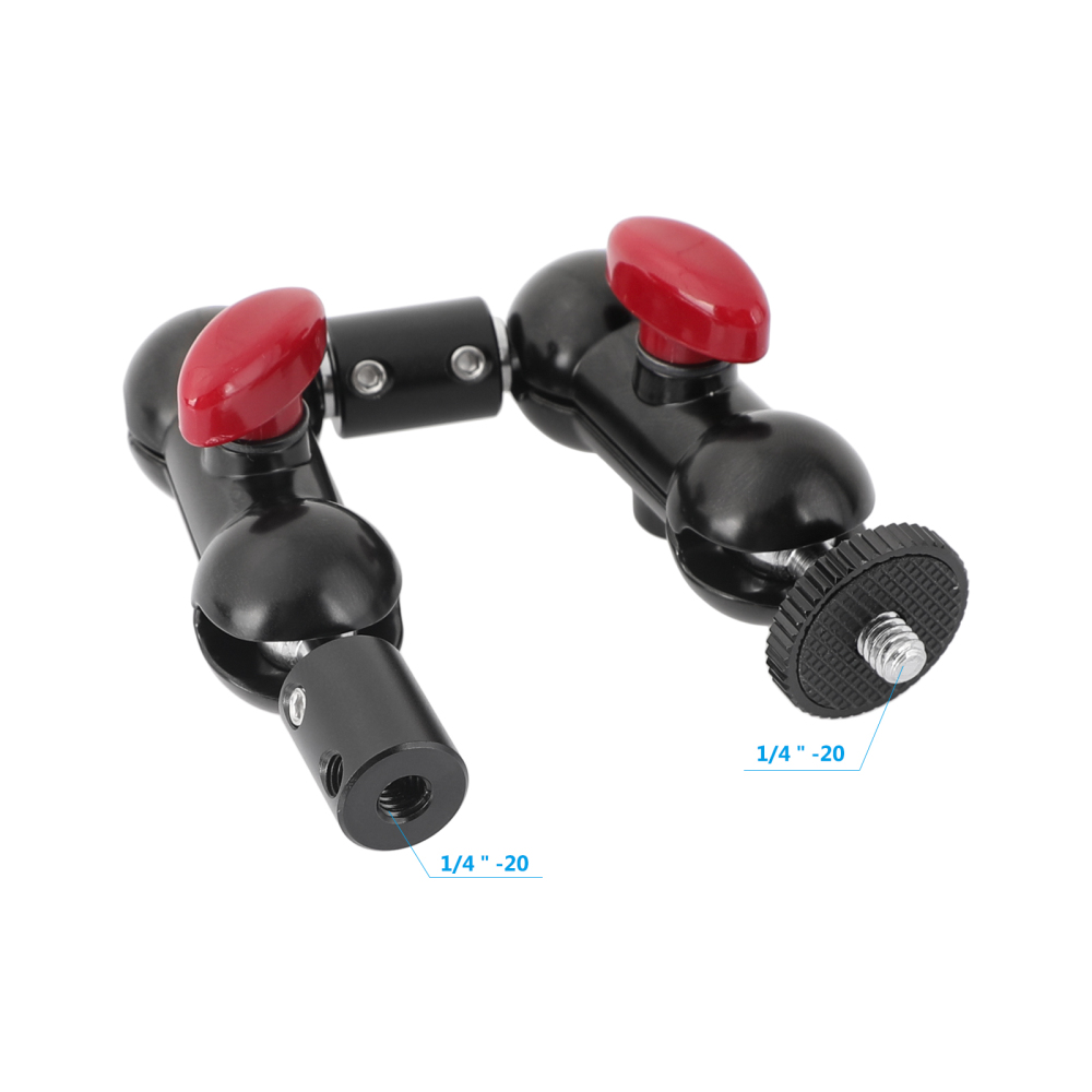 CAMVATE Dual Mini Ball Head Extension Arm With 1/4"-20 Male & Female Mounting Threads