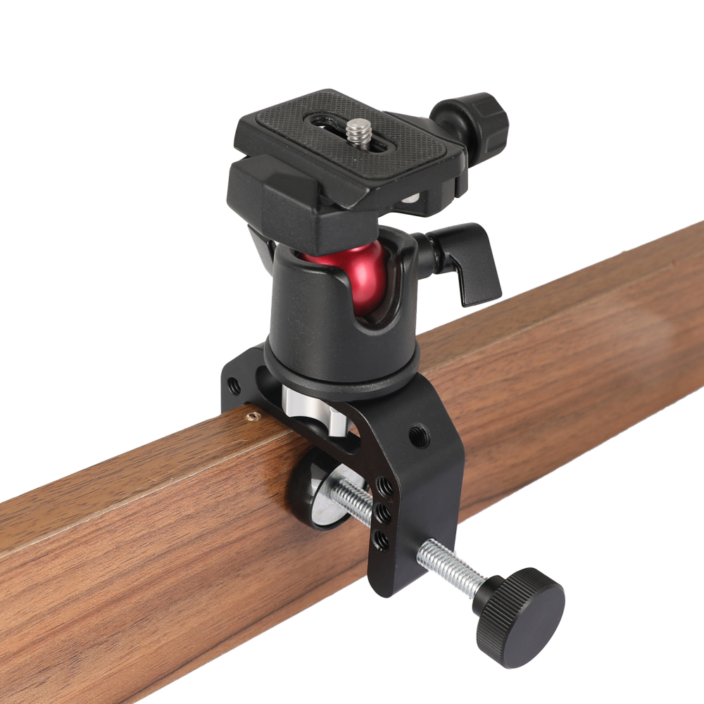 CAMVATE 360° Rotated Tripod Head Adapter With Quick Release Base Plate 1/4" Mounting Stud + Universal C Clamp For DSLR Camera / Smartphone