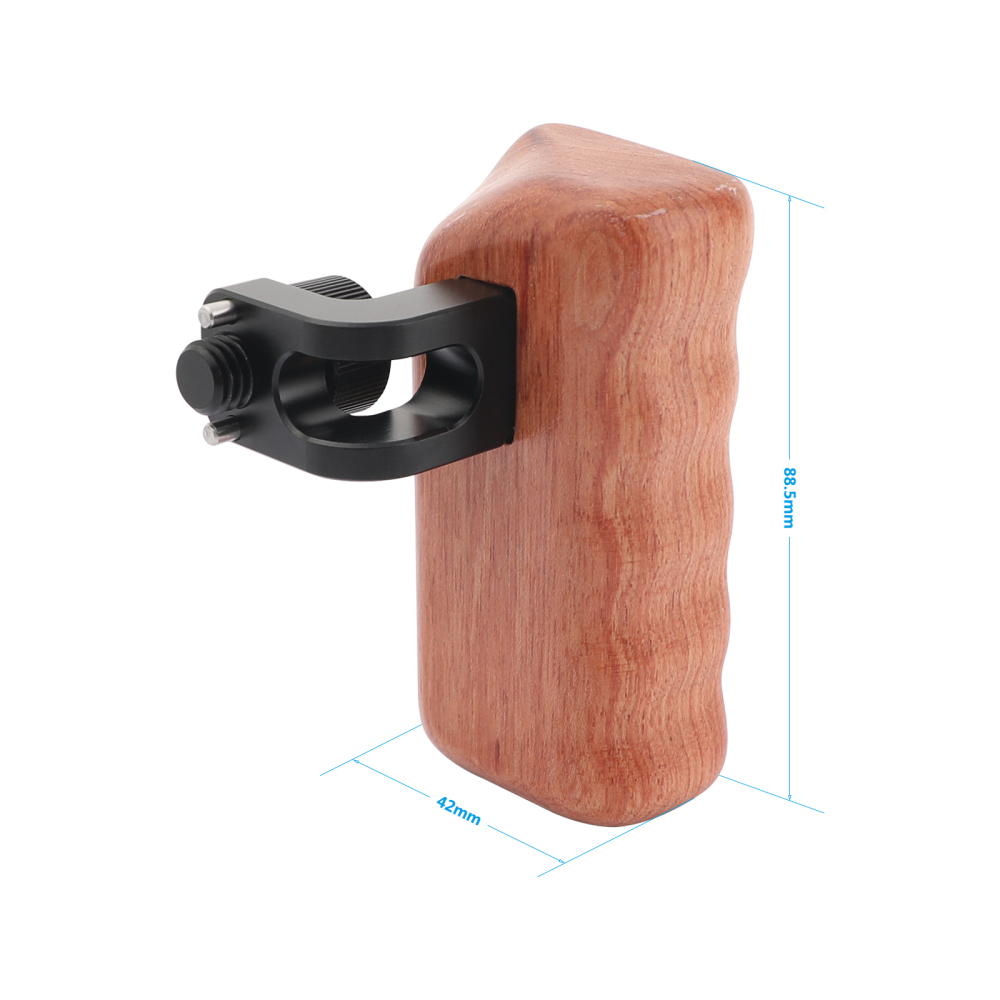 CAMVATE Wooden Hand Grip (Left Side) With 3/8"-16 Thumbscrew Lock Knob & ARRI Locating Pins For DSLR Camera Cage Rig