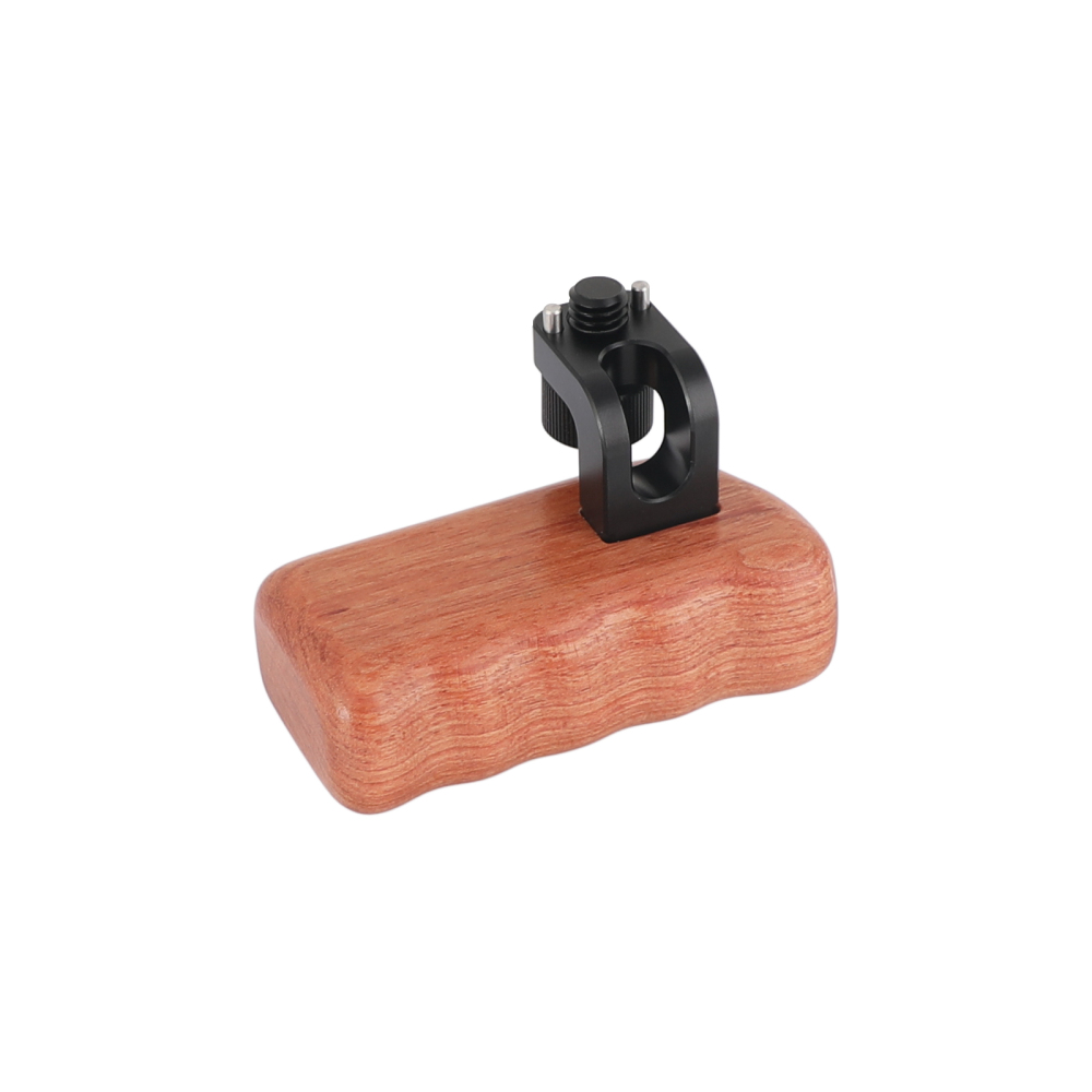 CAMVATE Wooden Hand Grip (Left Side) With 3/8"-16 Thumbscrew Lock Knob & ARRI Locating Pins For DSLR Camera Cage Rig
