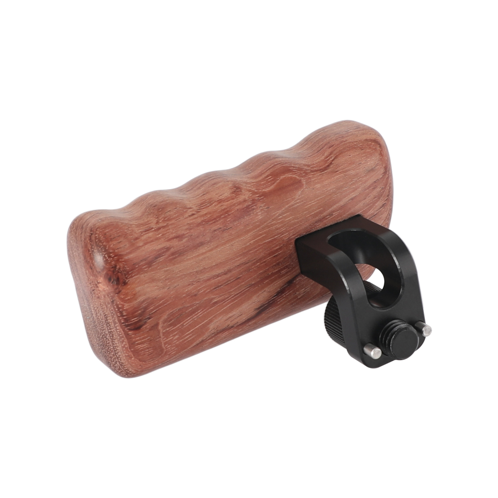 CAMVATE Wooden Hand Grip (Right Side) With 3/8"-16 Thumbscrew Lock Knob & ARRI Locating Pins For DSLR Camera Cage Rig