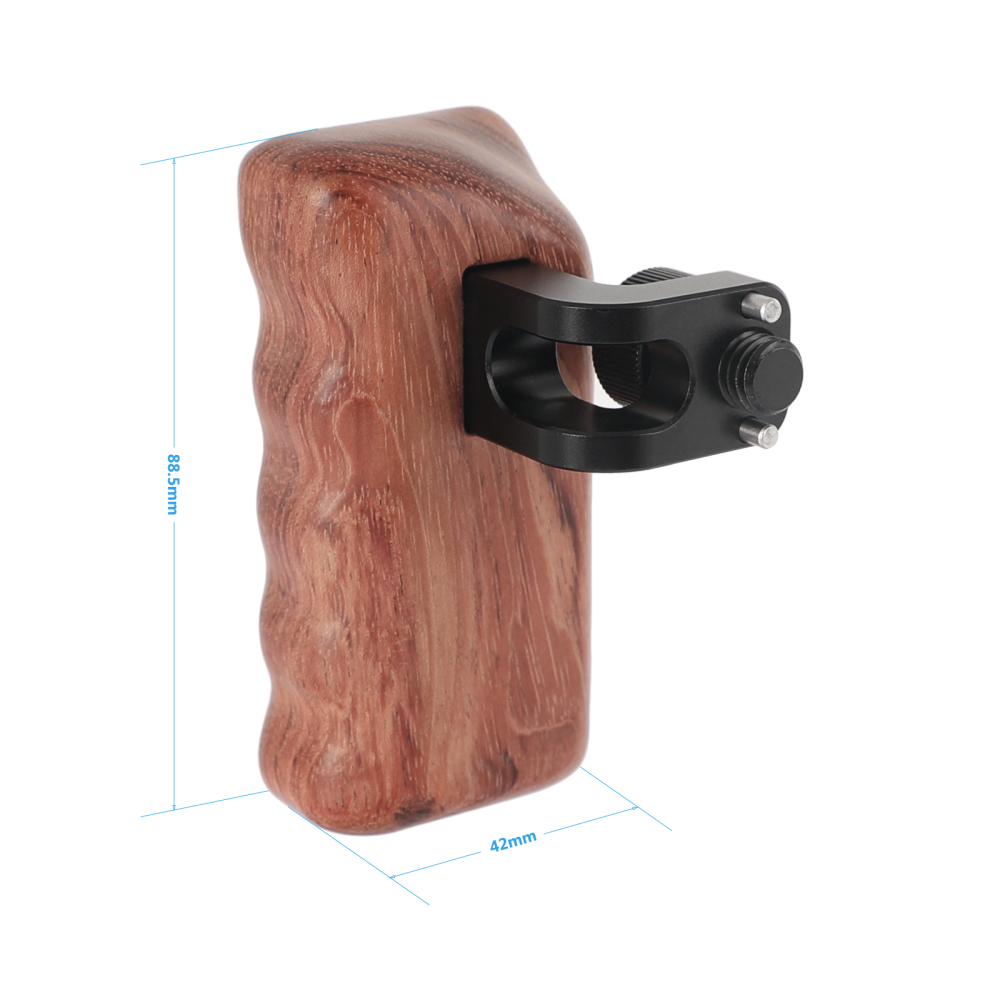 CAMVATE Wooden Hand Grip (Right Side) With 3/8"-16 Thumbscrew Lock Knob & ARRI Locating Pins For DSLR Camera Cage Rig