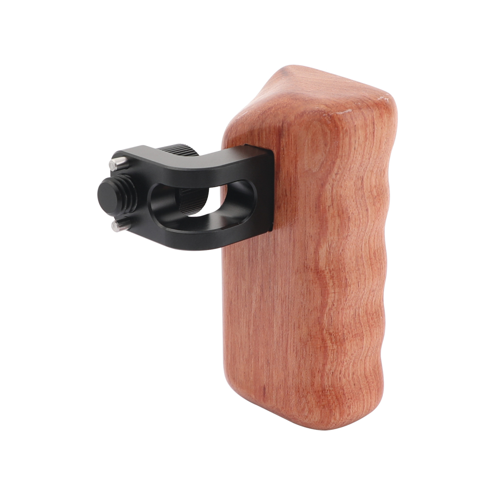 CAMVATE Wooden Hand Grip (Left Side) With 3/8"-16 Thumbscrew Lock Knob & ARRI Locating Pins For DSLR Camera Cage Rig
