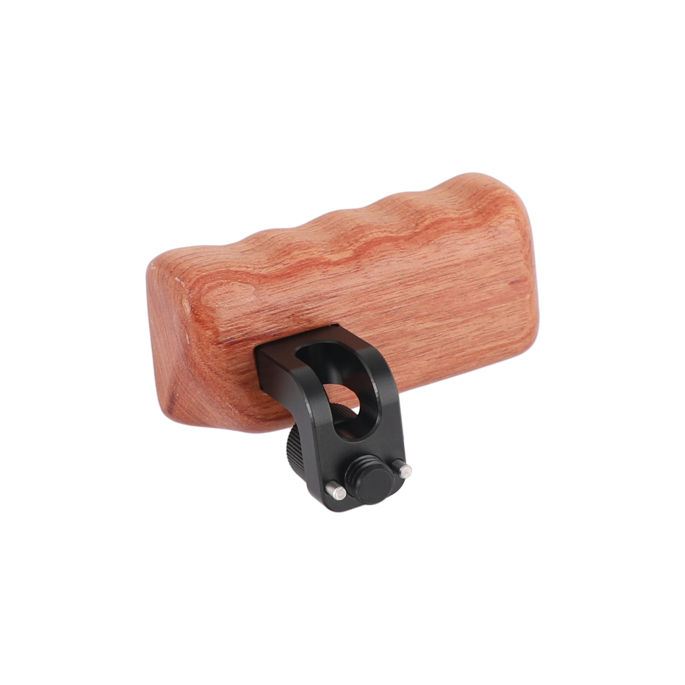 CAMVATE Wooden Hand Grip (Left Side) With 3/8"-16 Thumbscrew Lock Knob & ARRI Locating Pins For DSLR Camera Cage Rig