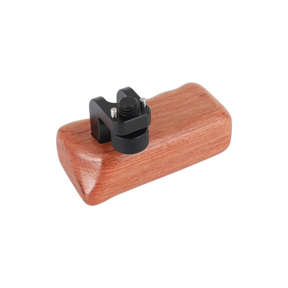 CAMVATE Wooden Hand Grip (Left Side) With 3/8"-16 Thumbscrew Lock Knob & ARRI Locating Pins For DSLR Camera Cage Rig
