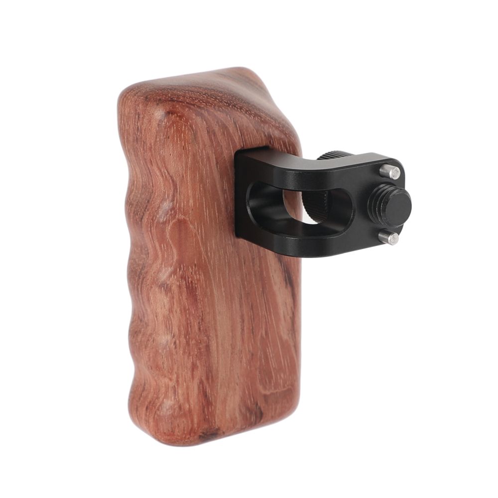 CAMVATE Wooden Hand Grip (Right Side) With 3/8"-16 Thumbscrew Lock Knob & ARRI Locating Pins For DSLR Camera Cage Rig