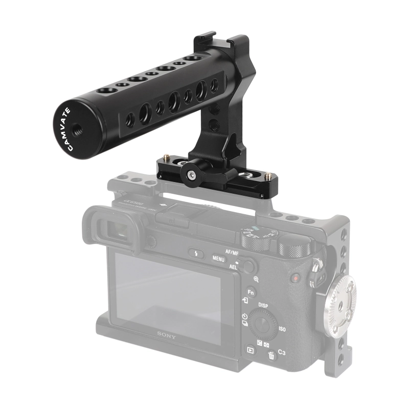 CAMVATE Aluminum Top Cheese Handle Grip With Quick Release NATO Clamp And 70mm NATO Safety Rail For DSLR Camera Cage Rig