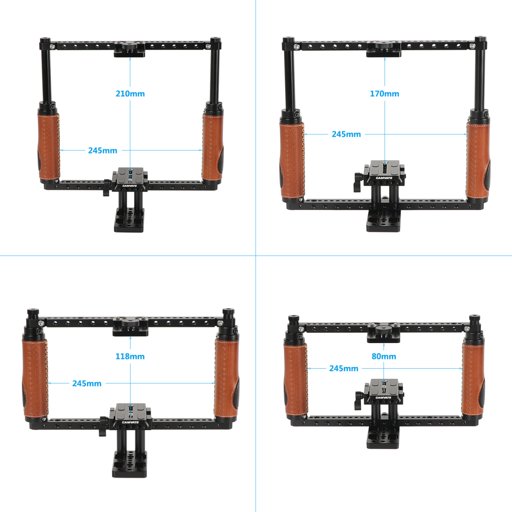 CAMVATE Hand-held Full Frame Cage Rig With Adjustable Quick Release Manfrotto Baseplate For Large DSLRs & DSLR With Battery Grip