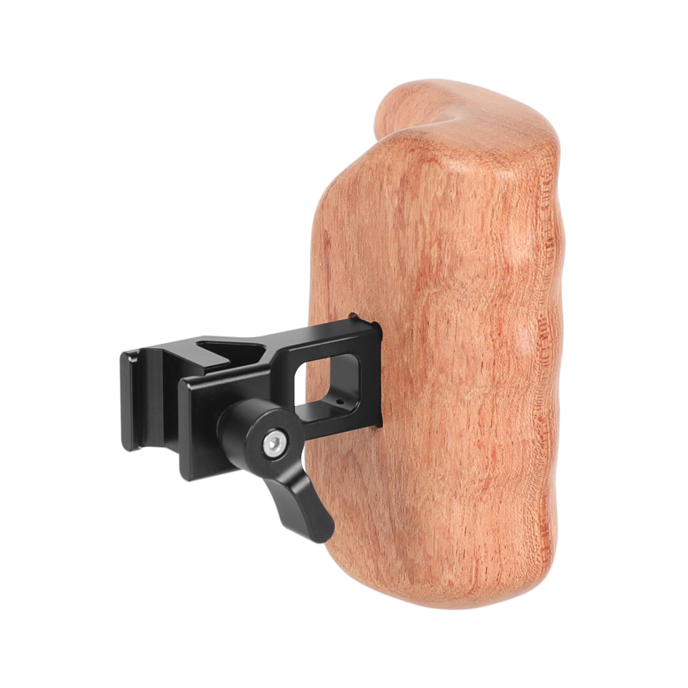 CAMVATE Large-size Wooden Handgrip (Left Side) With Quick Release NATO Clamp Handle Seat For DSLR Camera Cage Rig