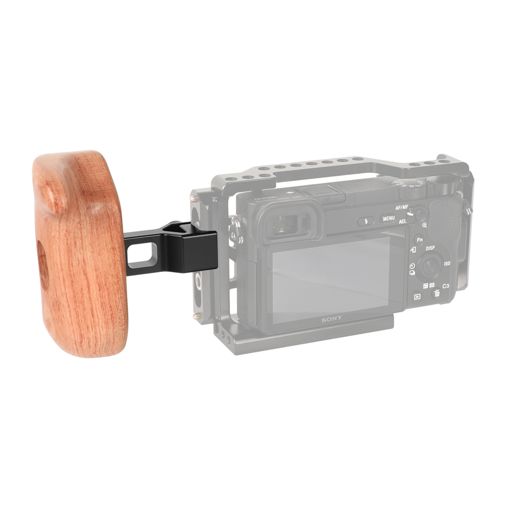 CAMVATE Large-size Wooden Handgrip (Left Side) With Quick Release NATO Clamp Handle Seat For DSLR Camera Cage Rig