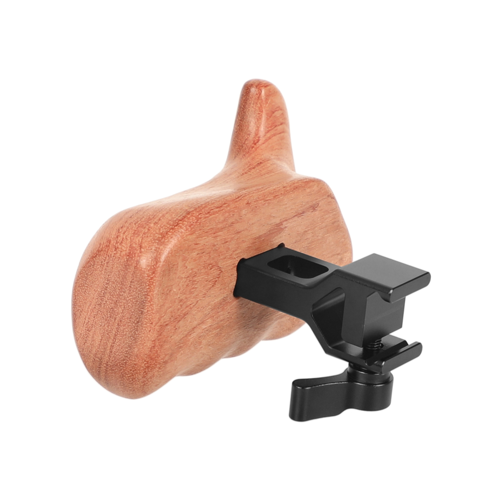 CAMVATE Large-size Wooden Handgrip (Left Side) With Quick Release NATO Clamp Handle Seat For DSLR Camera Cage Rig